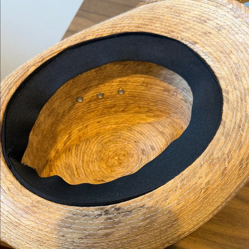 Straw Fedora Hat with Black Band - Natural - Picture 2 of 2
